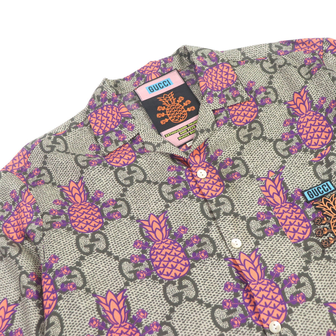 GUCCI Short sleeve shirt 669202 Main: 100% silk, Part: 100% polyester beige mens 46 Used Authentic