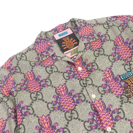 GUCCI Short sleeve shirt 669202 Main: 100% silk, Part: 100% polyester beige mens 46 Used Authentic