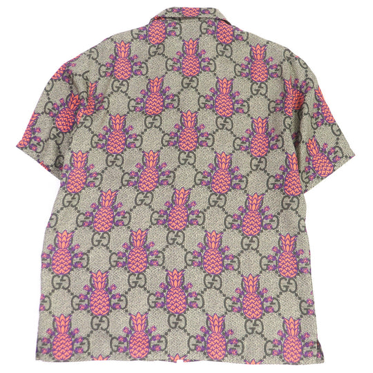 GUCCI Short sleeve shirt 669202 Main: 100% silk, Part: 100% polyester beige mens 46 Used Authentic