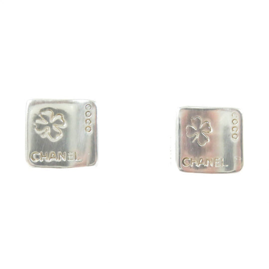 CHANEL Earring Main�FAG925 Silver COCO logo square clover Women Used Authentic