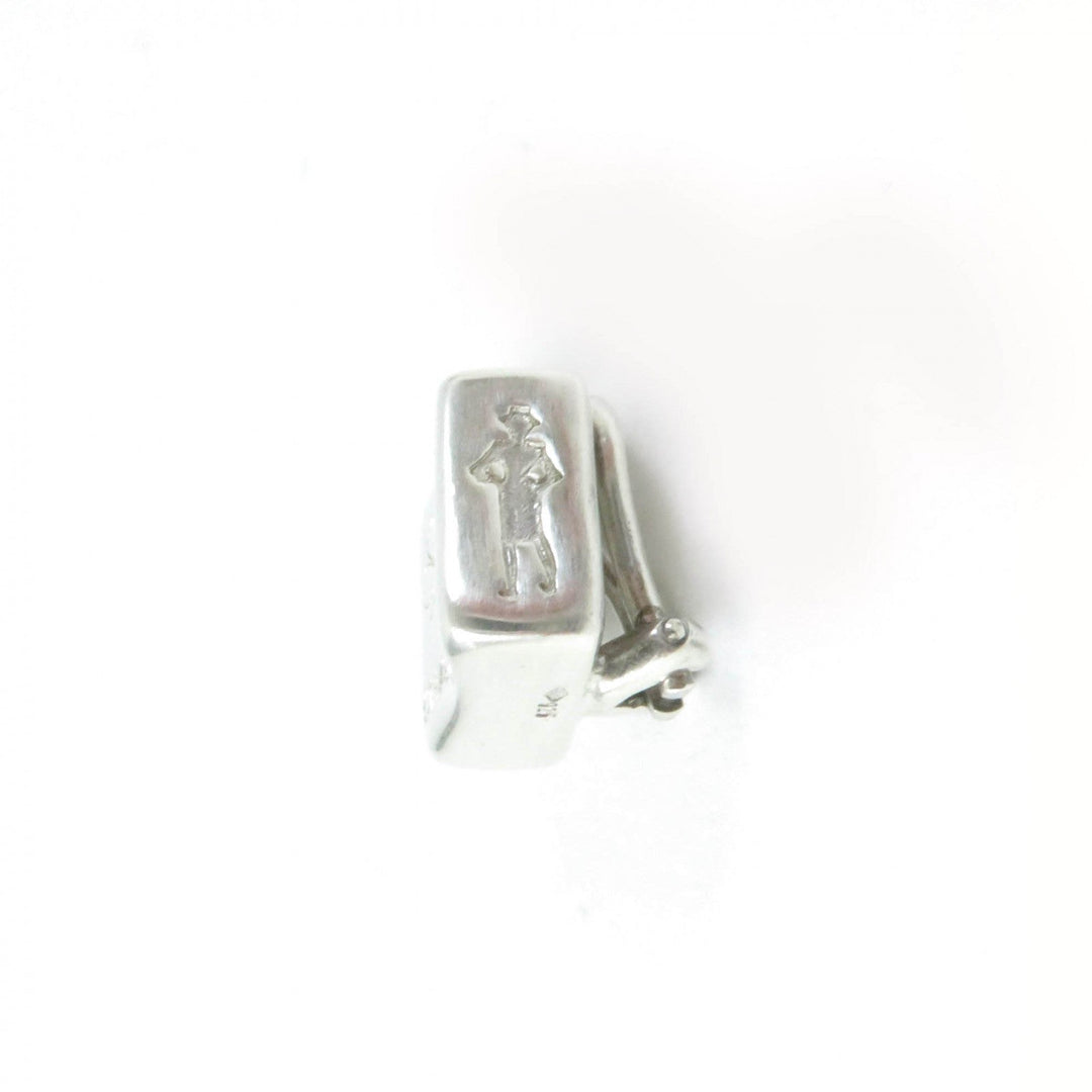 CHANEL Earring Main�FAG925 Silver COCO logo square clover Women Used Authentic