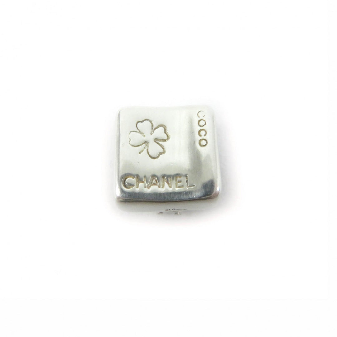 CHANEL Earring Main�FAG925 Silver COCO logo square clover Women Used Authentic