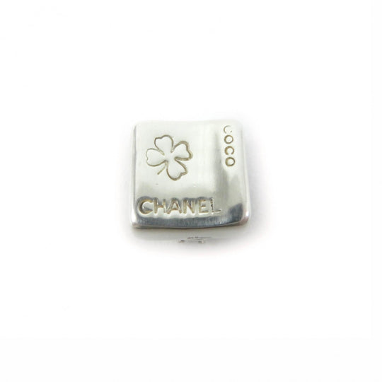 CHANEL Earring Main�FAG925 Silver COCO logo square clover Women Used Authentic