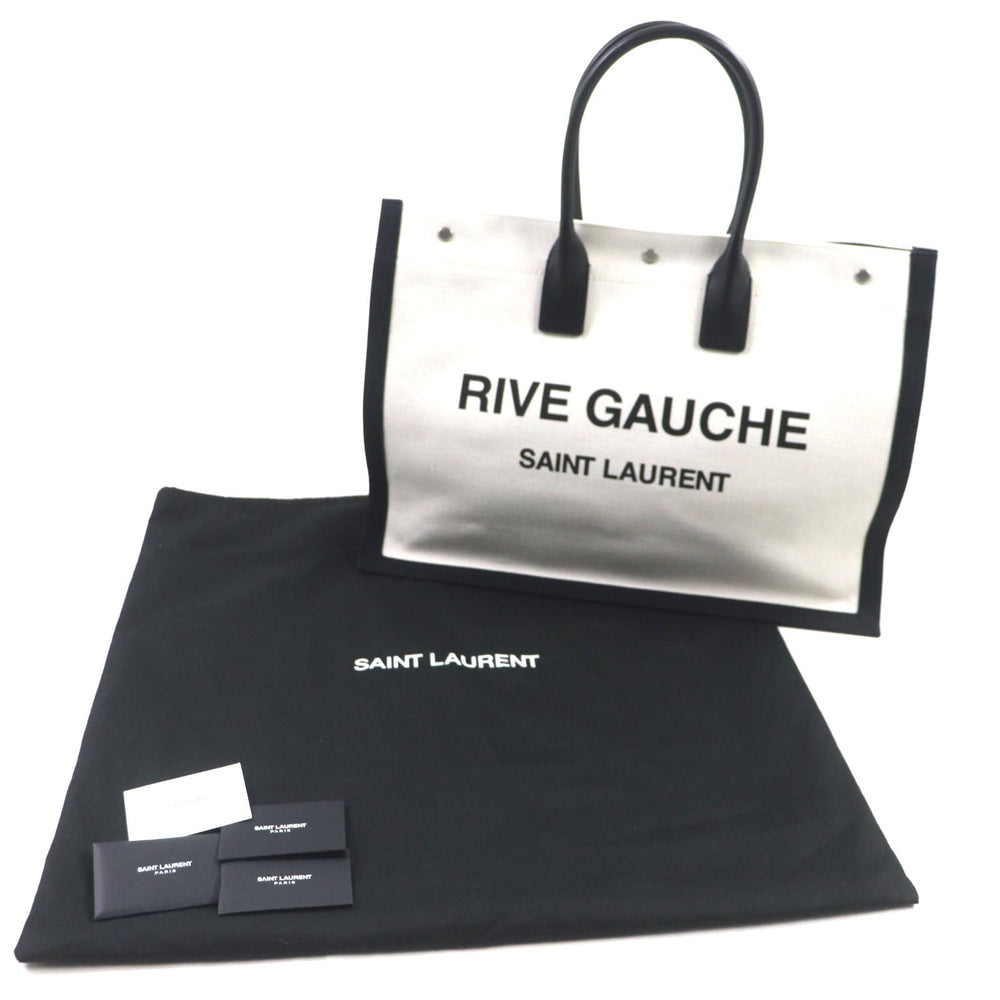 SAINT LAURENT PARIS Tote Bag 509415 Main: Canvas, Main: Leather Beige black Rive Gauche mens Used Authentic