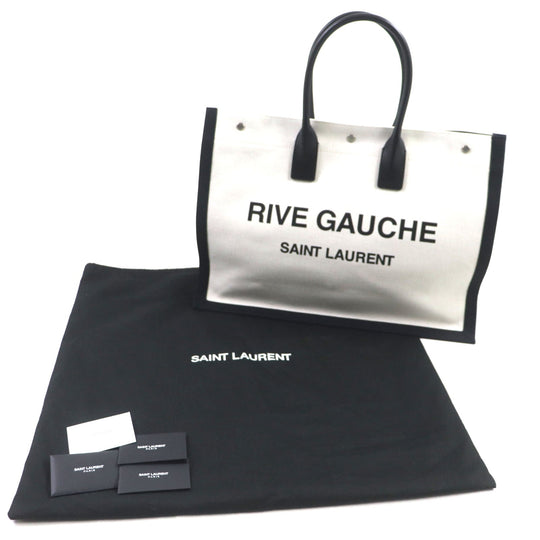 SAINT LAURENT PARIS Tote Bag 509415 Main: Canvas, Main: Leather Beige black Rive Gauche mens Used Authentic