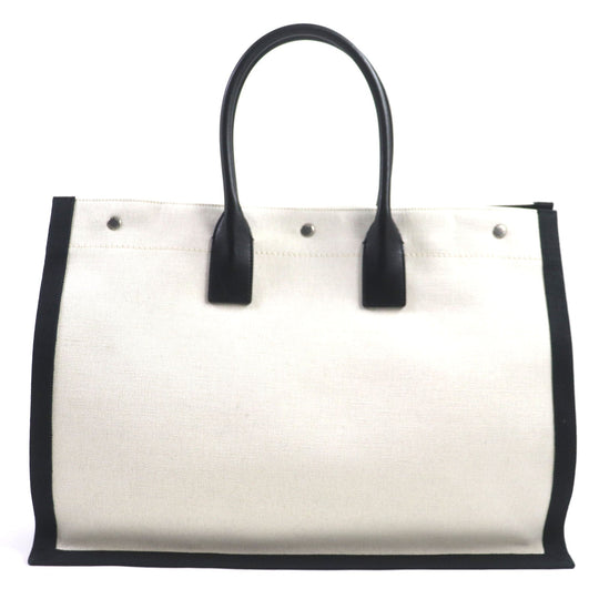 SAINT LAURENT PARIS Tote Bag 509415 Main: Canvas, Main: Leather Beige black Rive Gauche mens Used Authentic