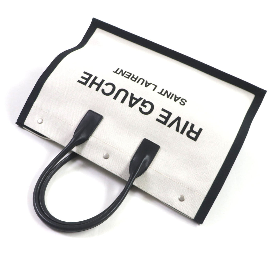 SAINT LAURENT PARIS Tote Bag 509415 Main: Canvas, Main: Leather Beige black Rive Gauche mens Used Authentic