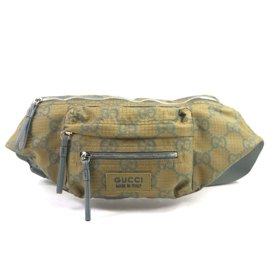 GUCCI Waist bag 792287 Main: Nylon, Part: Leather khaki GG Ripstop Belt Bag mens Used Authentic