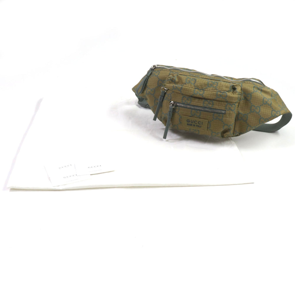 GUCCI Waist bag 792287 Main: Nylon, Part: Leather khaki GG Ripstop Belt Bag mens Used Authentic