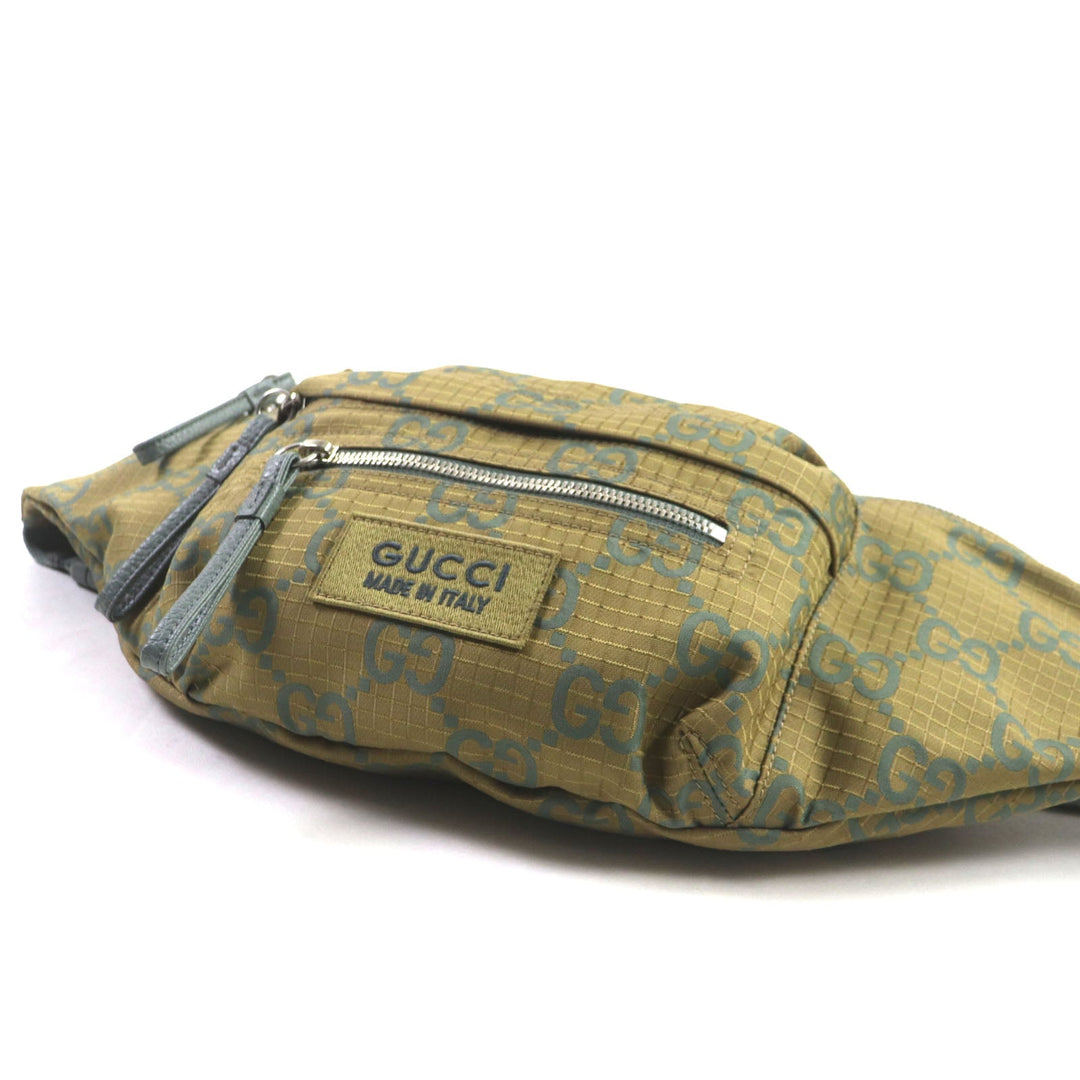 GUCCI Waist bag 792287 Main: Nylon, Part: Leather khaki GG Ripstop Belt Bag mens Used Authentic