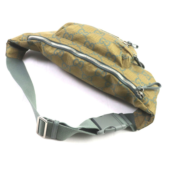 GUCCI Waist bag 792287 Main: Nylon, Part: Leather khaki GG Ripstop Belt Bag mens Used Authentic