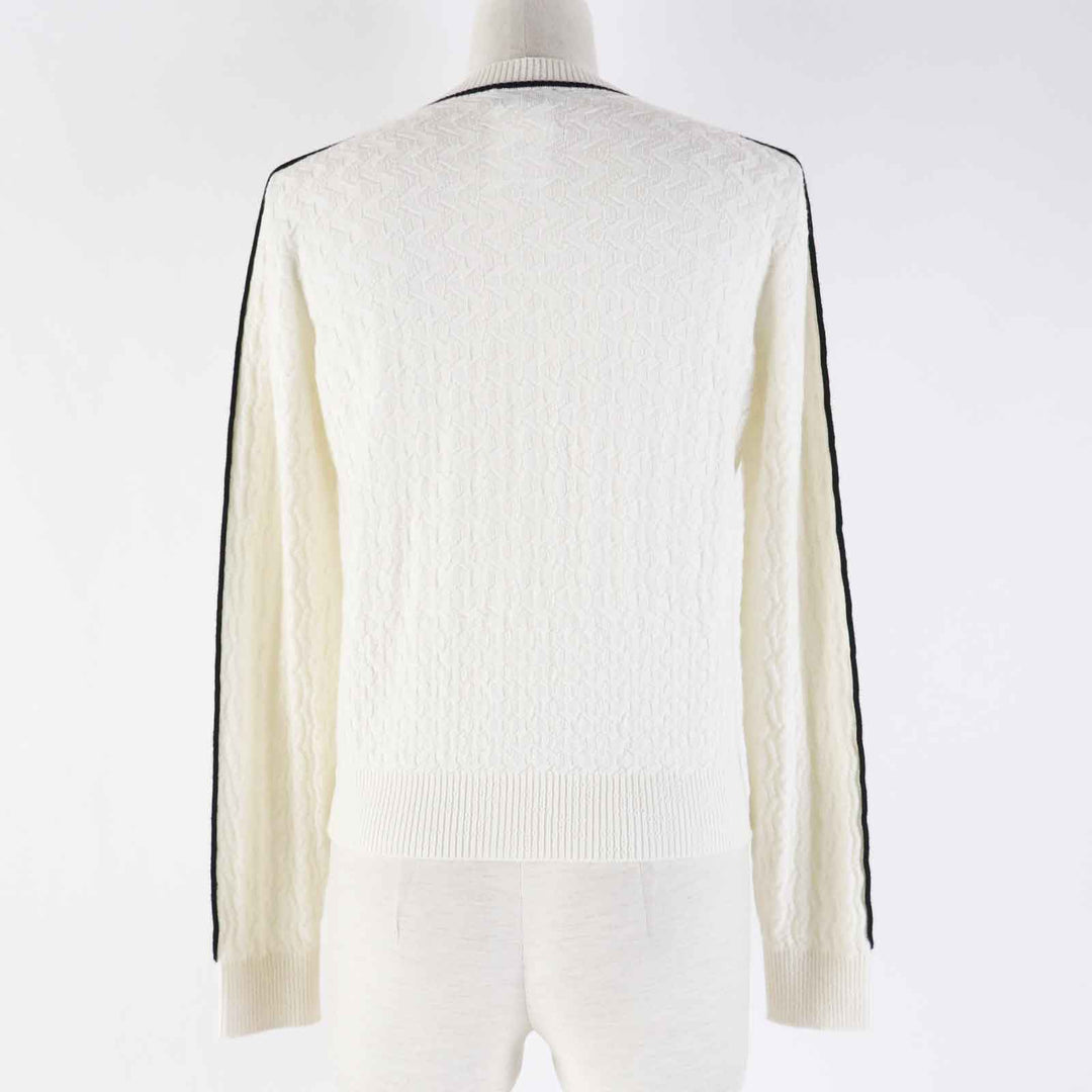 CHANEL cardigan P75662 Outer material: 95% cashmere, Outer material: 5% polyester White x black Women 36 Used Authentic