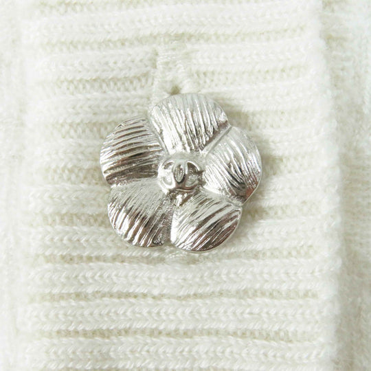 CHANEL cardigan P75662 Outer material: 95% cashmere, Outer material: 5% polyester White x black Women 36 Used Authentic
