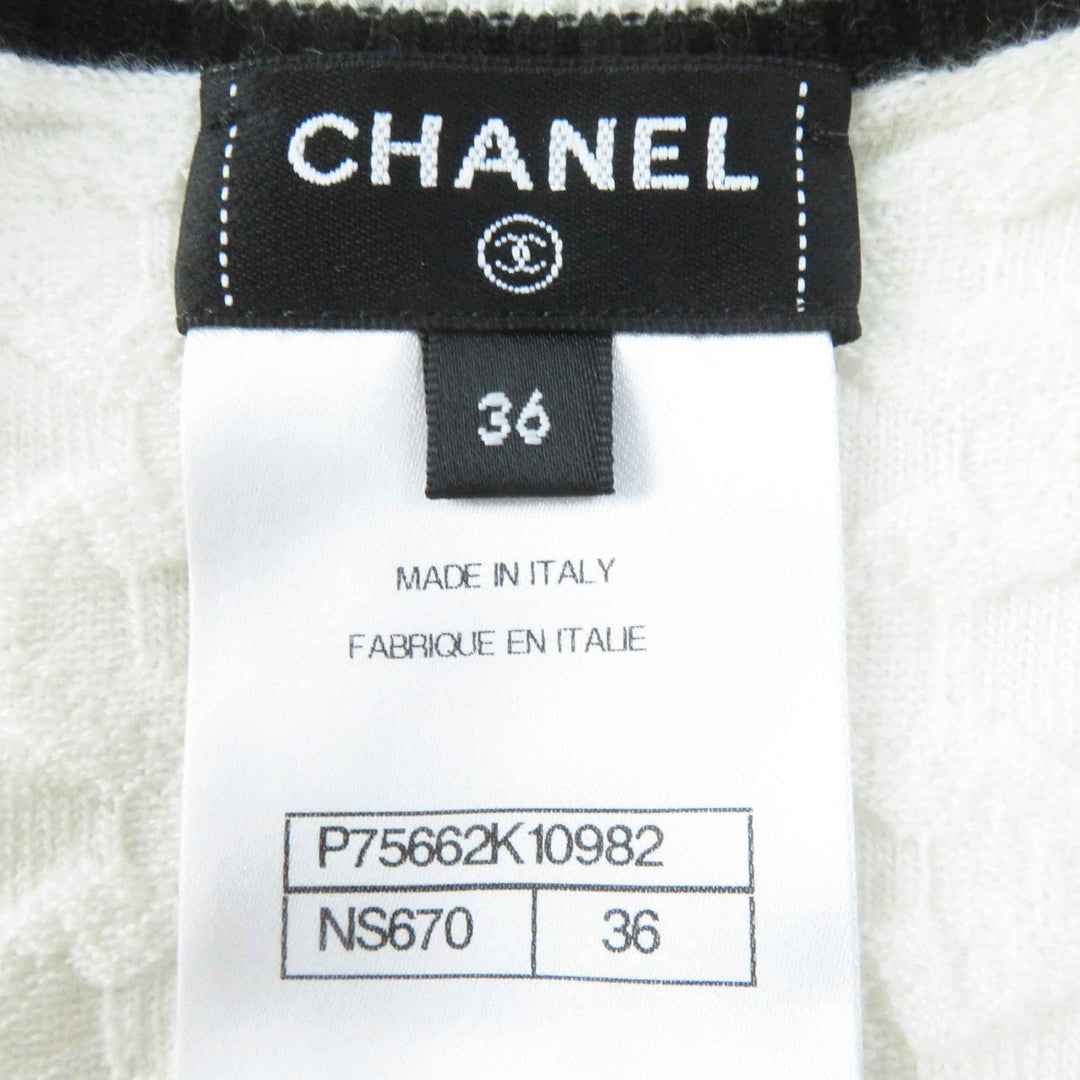 CHANEL cardigan P75662 Outer material: 95% cashmere, Outer material: 5% polyester White x black Women 36 Used Authentic