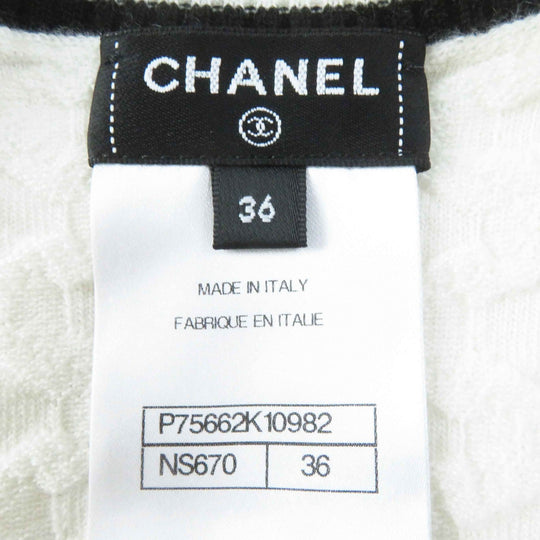 CHANEL cardigan P75662 Outer material: 95% cashmere, Outer material: 5% polyester White x black Women 36 Used Authentic