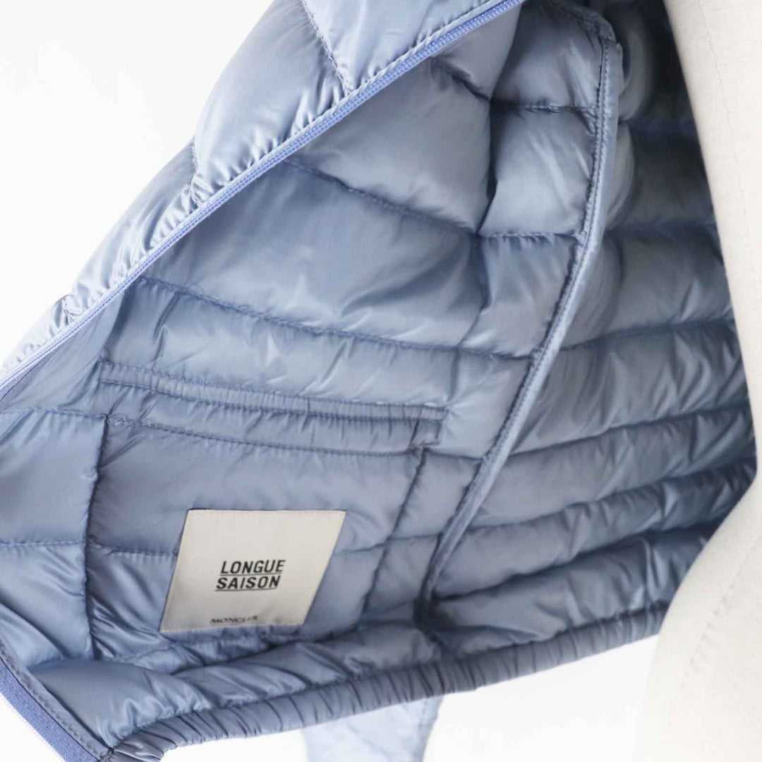 MONCLER Down jacket Outer: 100% nylon, Lining: 100% nylon, Filling: 90% down, Filling: 10% feather Light blue LANS Women 1 Used Authentic