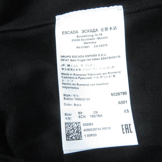 ESCADA ensemble Main: 100% virgin wool black Women XS Used Authentic