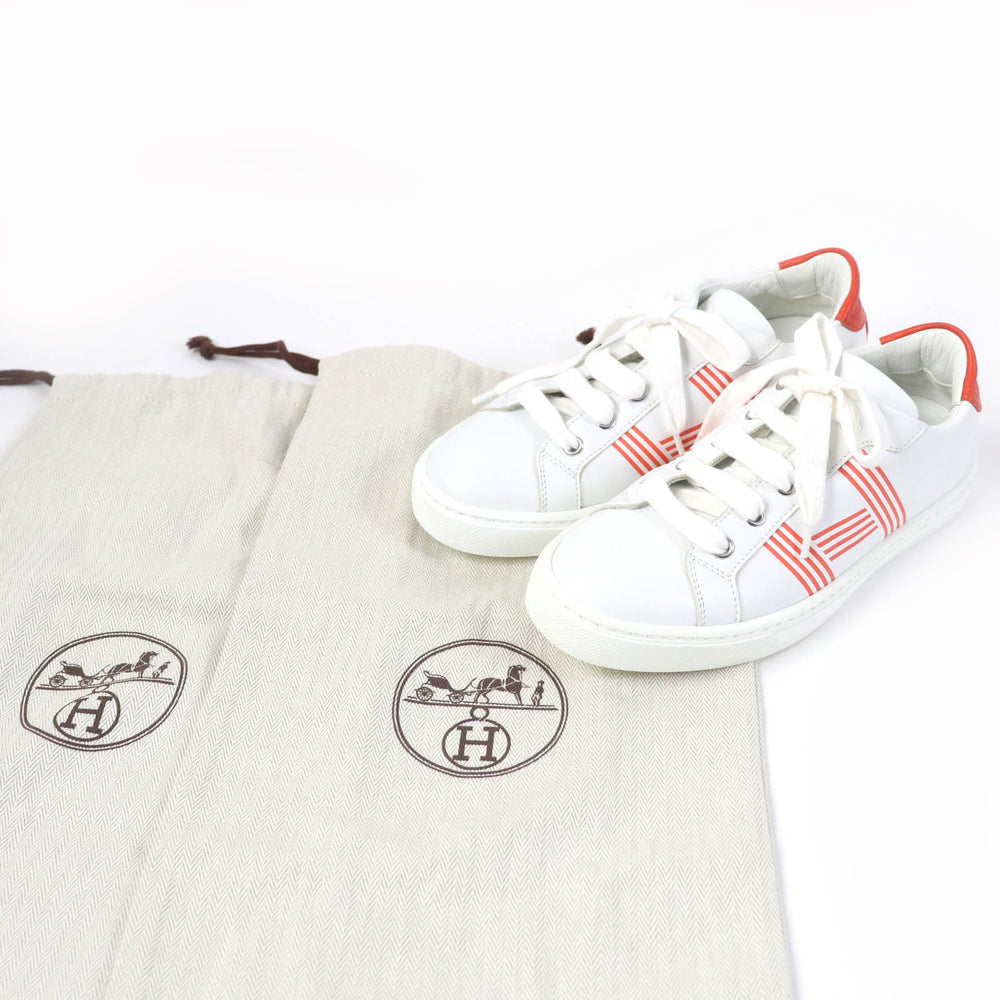 HERMES Low cut sneakers Main: Leather White orange Avantage Women 35 Used Authentic