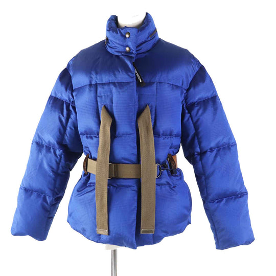 LOUIS VUITTON Down jacket Outer: 71% nylon, Outer: 29% polyester, Lining: 50% polyester, Lining: 50% cotton, Filling: 90% down, Belt: 100% cotton, Sheepskin blue Women 34 Used Authentic