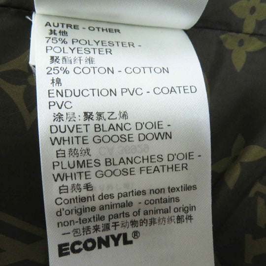 LOUIS VUITTON Down jacket Outer: 71% nylon, Outer: 29% polyester, Lining: 50% polyester, Lining: 50% cotton, Filling: 90% down, Belt: 100% cotton, Sheepskin blue Women 34 Used Authentic
