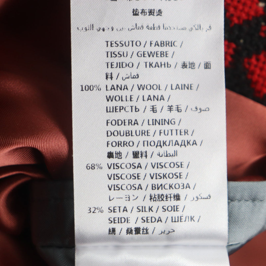 GUCCI Double chester coat 535769 Outer: 100% wool, Lining: 68% rayon, Lining: 32% silk Black red GG diamond Diamond Wool Coat mens 50 Used Authentic