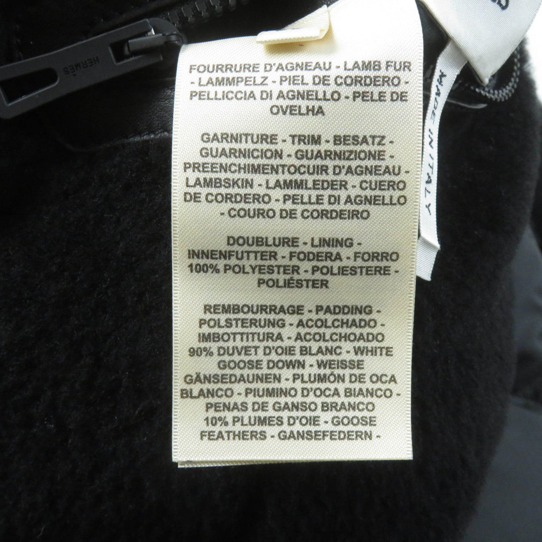 HERMES Vest 4H1233DF Main: Lamb leather, Lining: 100% polyester, Filling: 90% down, Filling: 10% feather black Women 38 Used Authentic