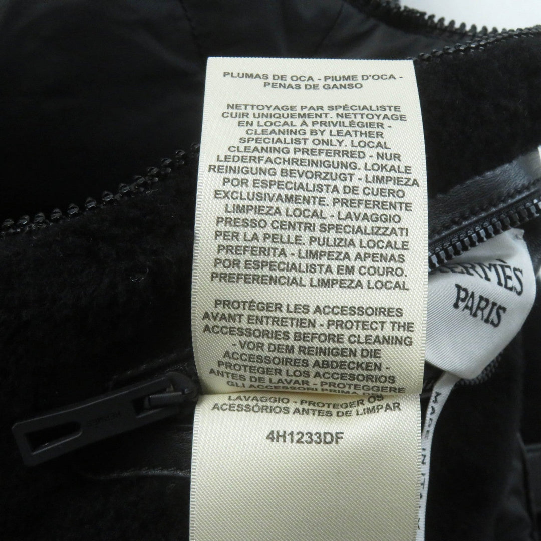 HERMES Vest 4H1233DF Main: Lamb leather, Lining: 100% polyester, Filling: 90% down, Filling: 10% feather black Women 38 Used Authentic