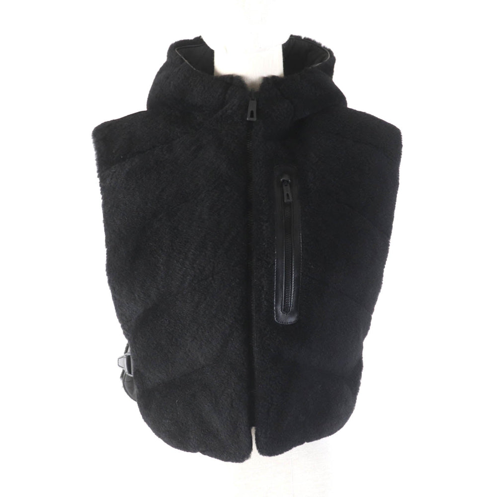 HERMES Vest 4H1233DF Main: Lamb leather, Lining: 100% polyester, Filling: 90% down, Filling: 10% feather black Women 38 Used Authentic