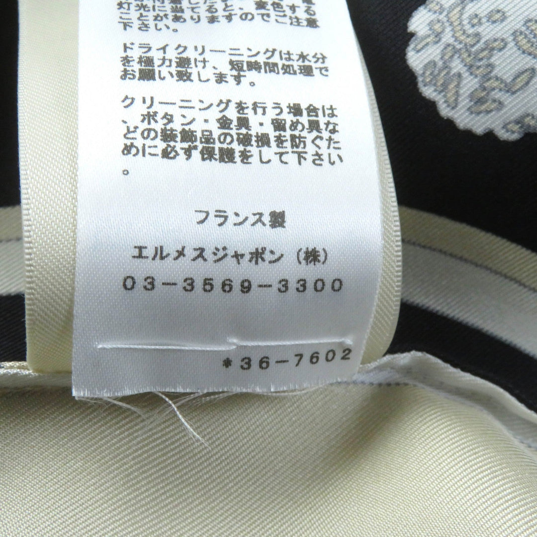 HERMES Long sleeve shirt 3E0607D7 Main: 100% silk Beige black EX LIBRIS Women 40 Used Authentic