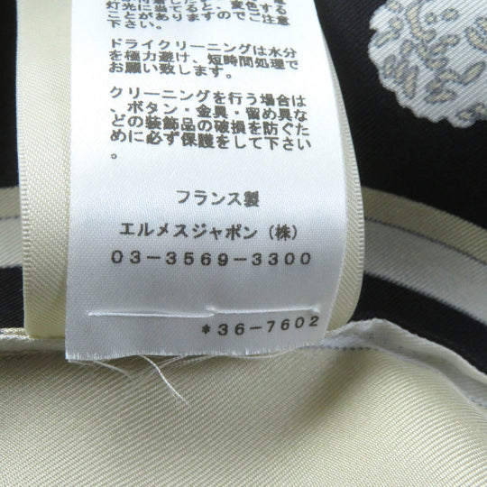 HERMES Long sleeve shirt 3E0607D7 Main: 100% silk Beige black EX LIBRIS Women 40 Used Authentic