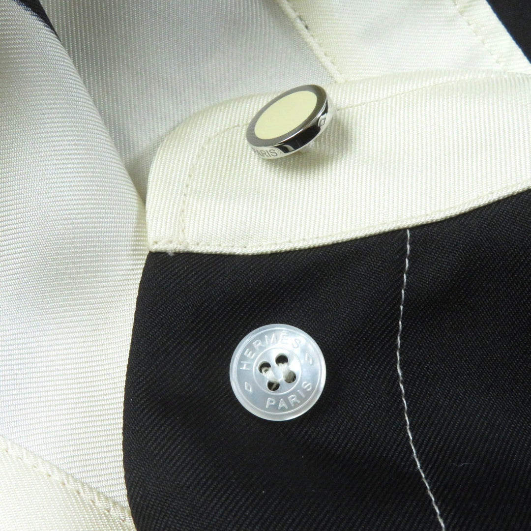 HERMES Long sleeve shirt 3E0607D7 Main: 100% silk Beige black EX LIBRIS Women 40 Used Authentic