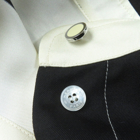 HERMES Long sleeve shirt 3E0607D7 Main: 100% silk Beige black EX LIBRIS Women 40 Used Authentic