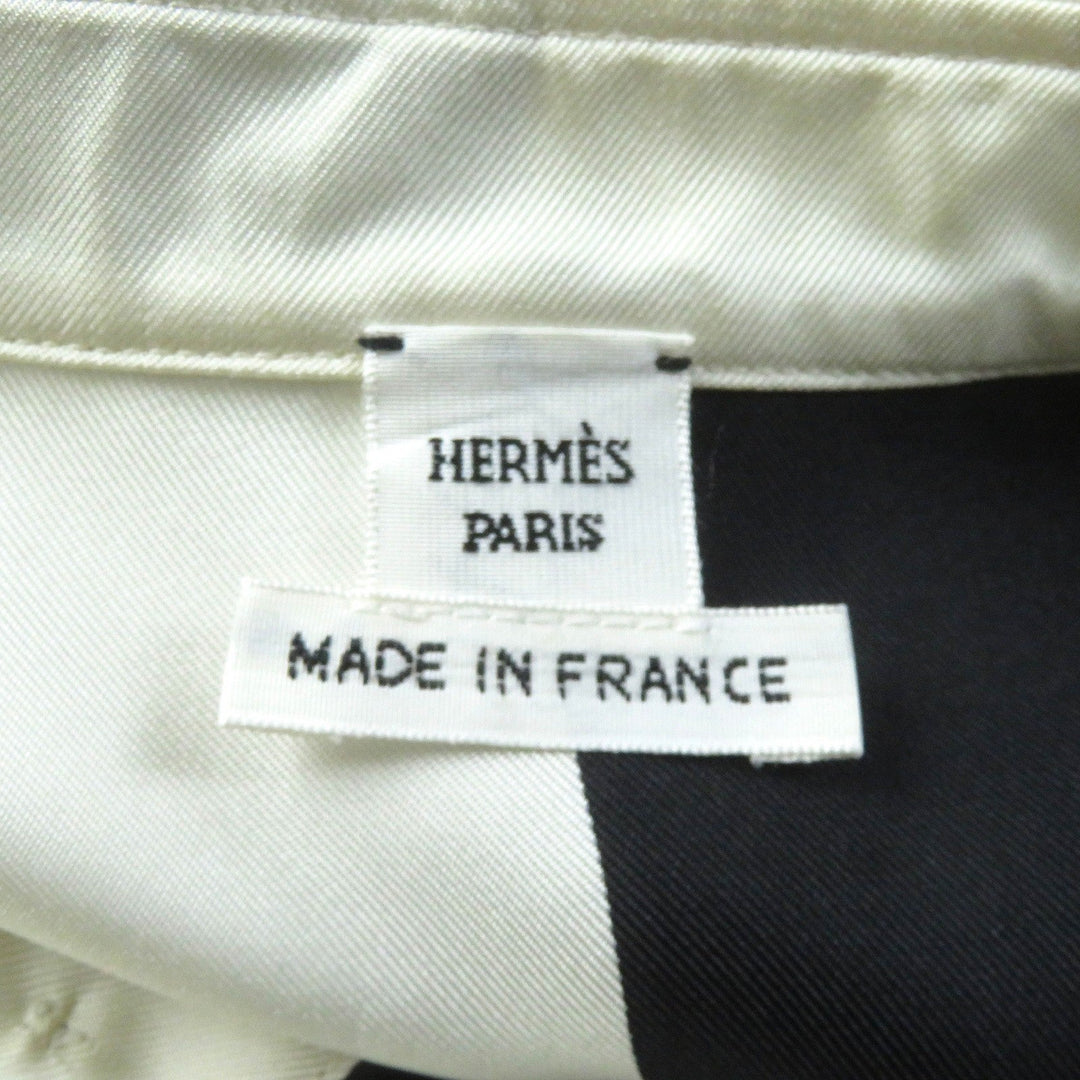HERMES Long sleeve shirt 3E0607D7 Main: 100% silk Beige black EX LIBRIS Women 40 Used Authentic