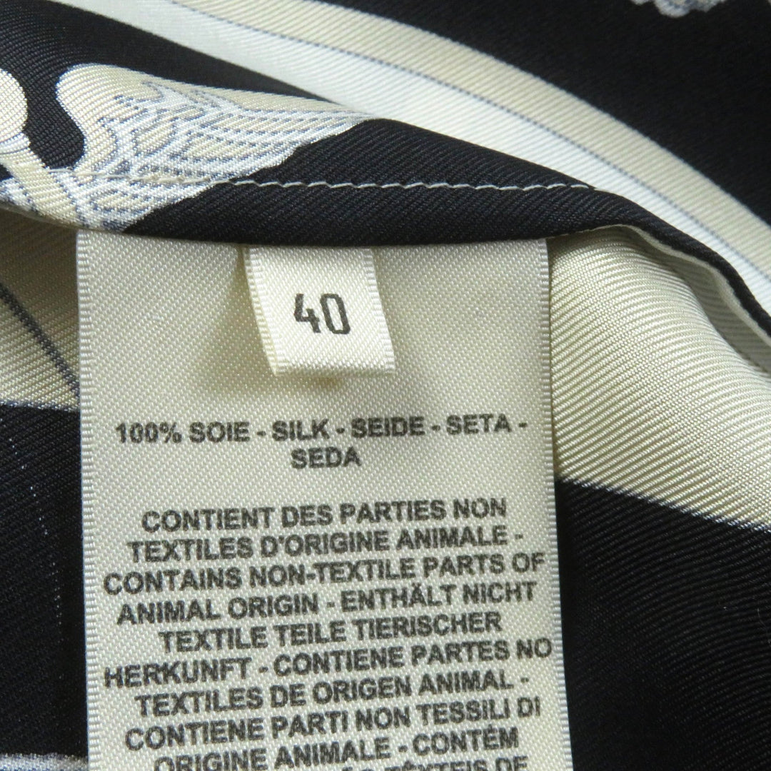 HERMES Long sleeve shirt 3E0607D7 Main: 100% silk Beige black EX LIBRIS Women 40 Used Authentic