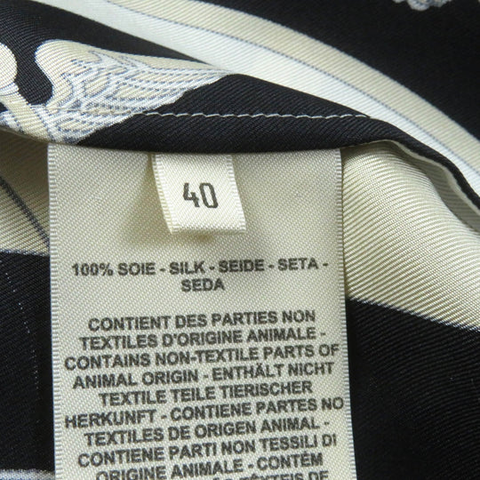 HERMES Long sleeve shirt 3E0607D7 Main: 100% silk Beige black EX LIBRIS Women 40 Used Authentic