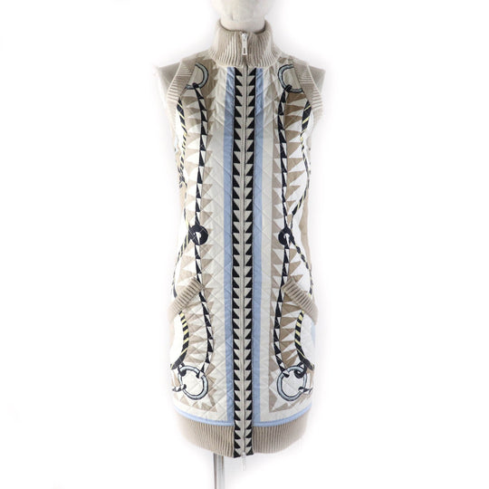 HERMES Vest 3H2841DJ Outer: 100% silk, part: 77% wool, part: 17% cashmere, part: 5% nylon, part: 1% polyurethane Multi Women 34 Used Authentic