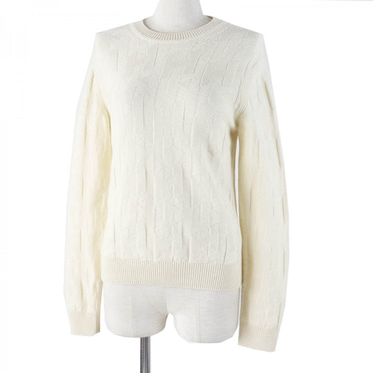 HERMES knit 3H2617D4 Main: 100% wool Ivory Women 34 Used Authentic