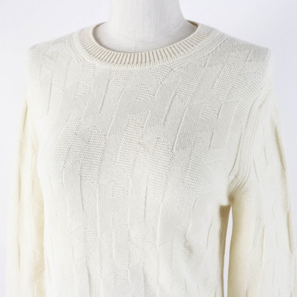 HERMES knit 3H2617D4 Main: 100% wool Ivory Women 34 Used Authentic