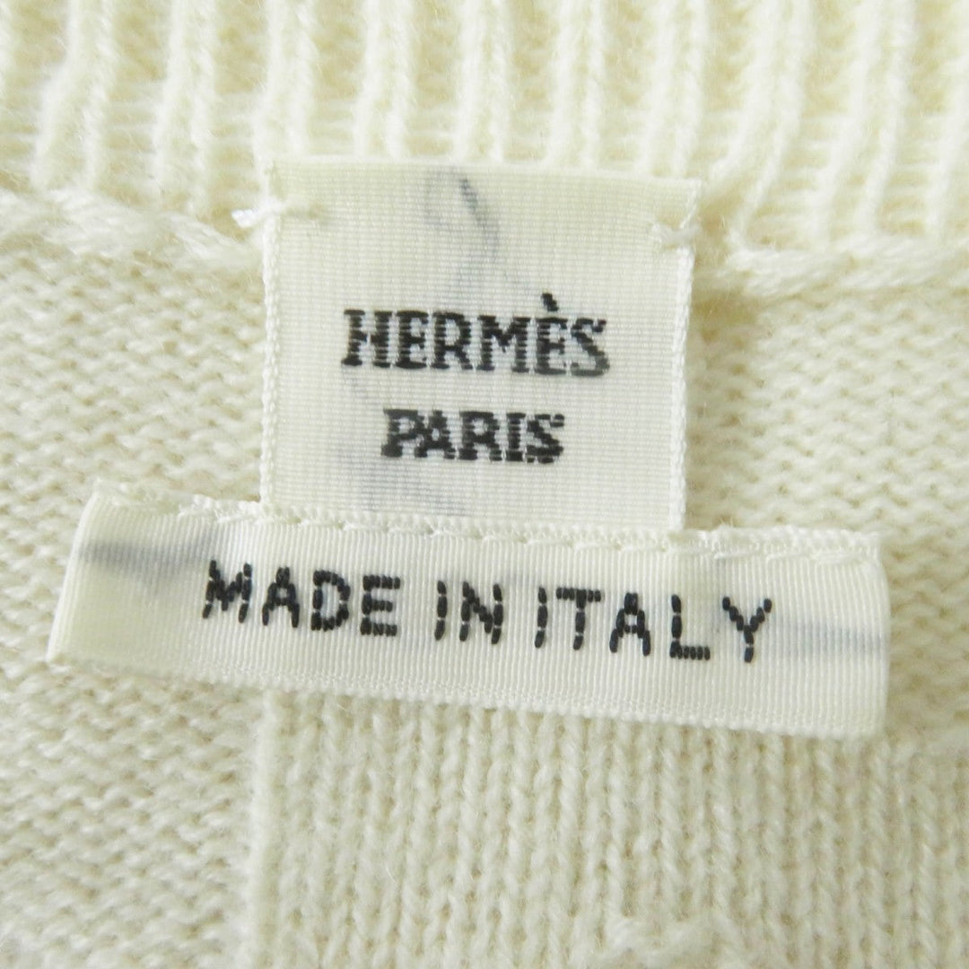 HERMES knit 3H2617D4 Main: 100% wool Ivory Women 34 Used Authentic