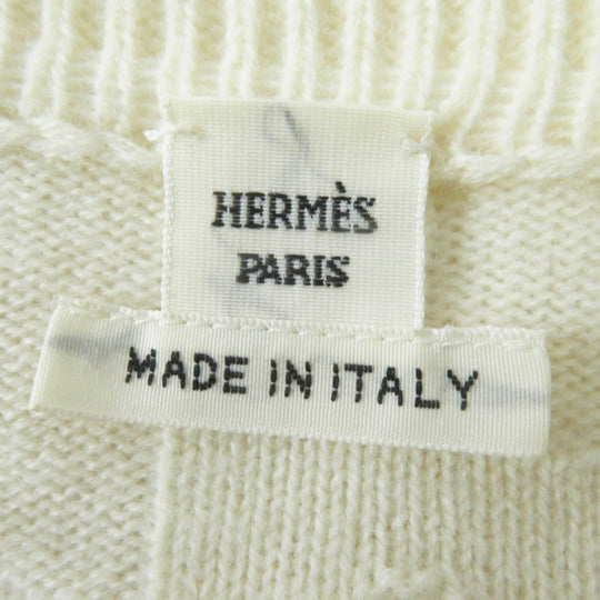 HERMES knit 3H2617D4 Main: 100% wool Ivory Women 34 Used Authentic