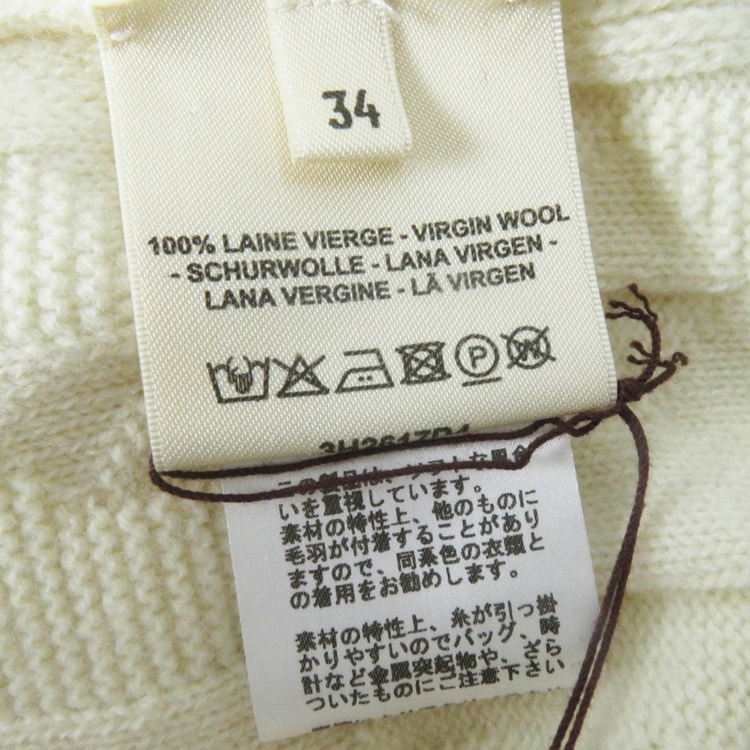 HERMES knit 3H2617D4 Main: 100% wool Ivory Women 34 Used Authentic