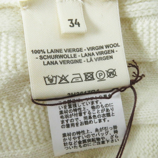 HERMES knit 3H2617D4 Main: 100% wool Ivory Women 34 Used Authentic