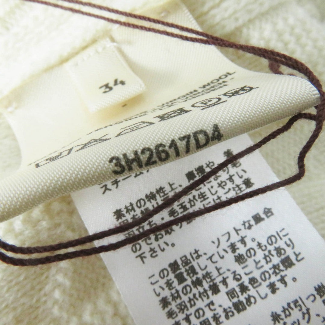 HERMES knit 3H2617D4 Main: 100% wool Ivory Women 34 Used Authentic