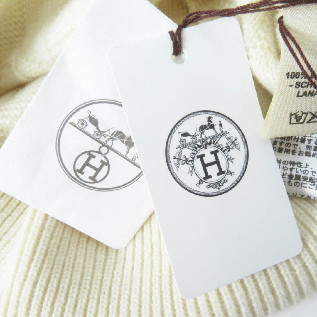HERMES knit 3H2617D4 Main: 100% wool Ivory Women 36 Used Authentic
