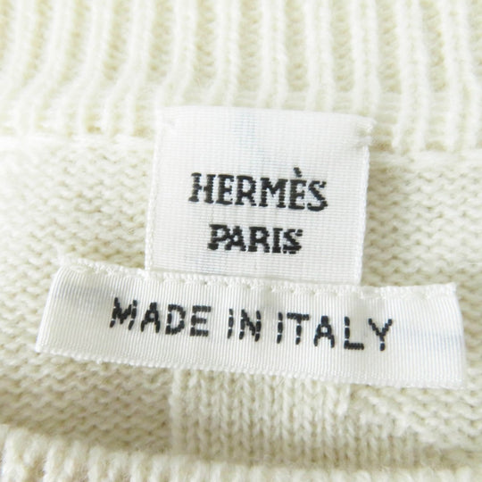 HERMES knit 3H2617D4 Main: 100% wool Ivory Women 36 Used Authentic