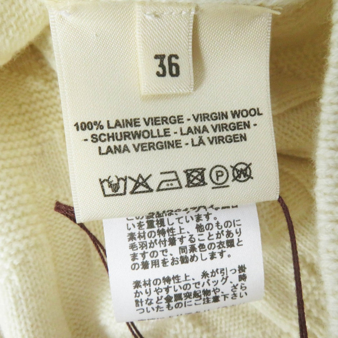 HERMES knit 3H2617D4 Main: 100% wool Ivory Women 36 Used Authentic
