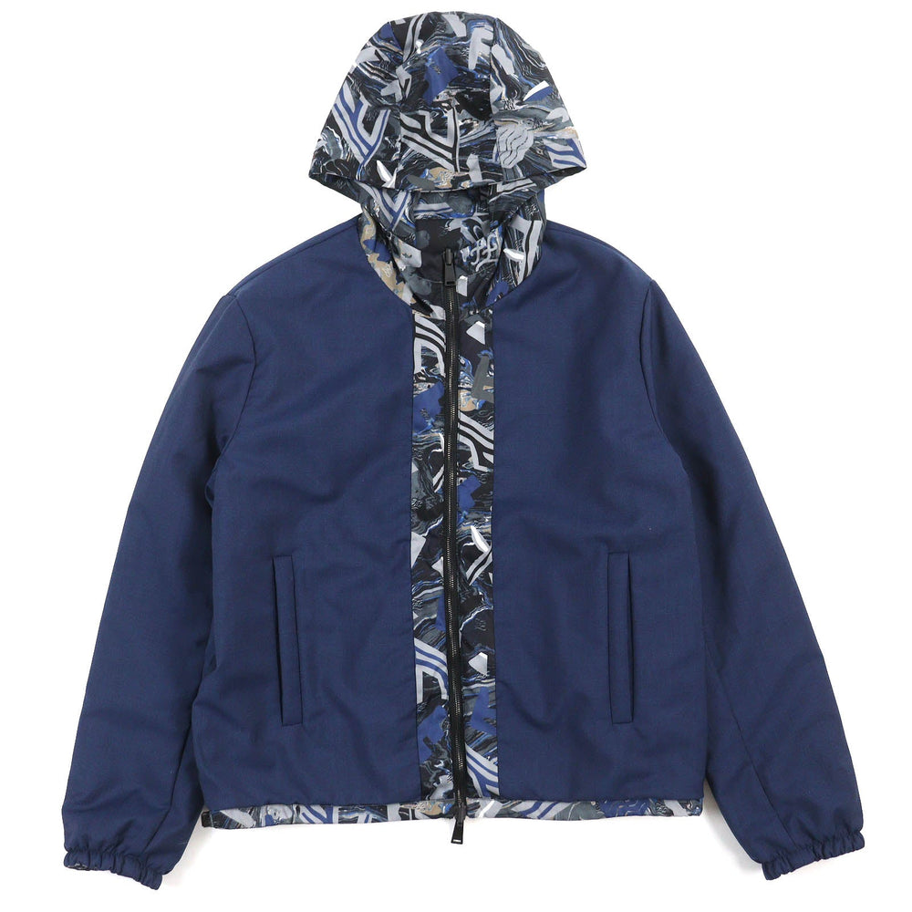 FENDI Jacket FW1088 AIXY Outer: 100% nylon, Lining: 100% wool, Filling: 100% polyester Blue Gray Black type mens 46 Used Authentic