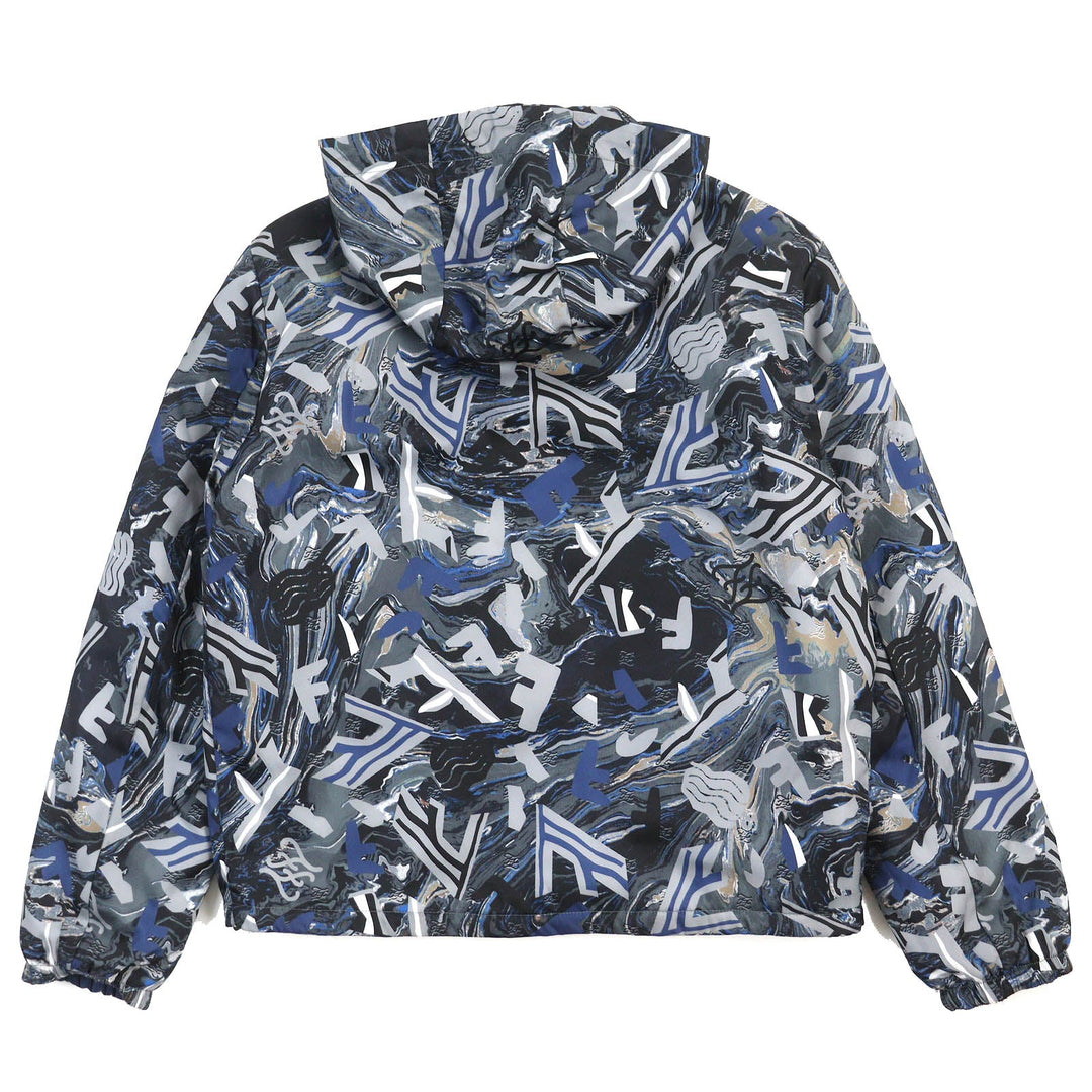 FENDI Jacket FW1088 AIXY Outer: 100% nylon, Lining: 100% wool, Filling: 100% polyester Blue Gray Black type mens 46 Used Authentic