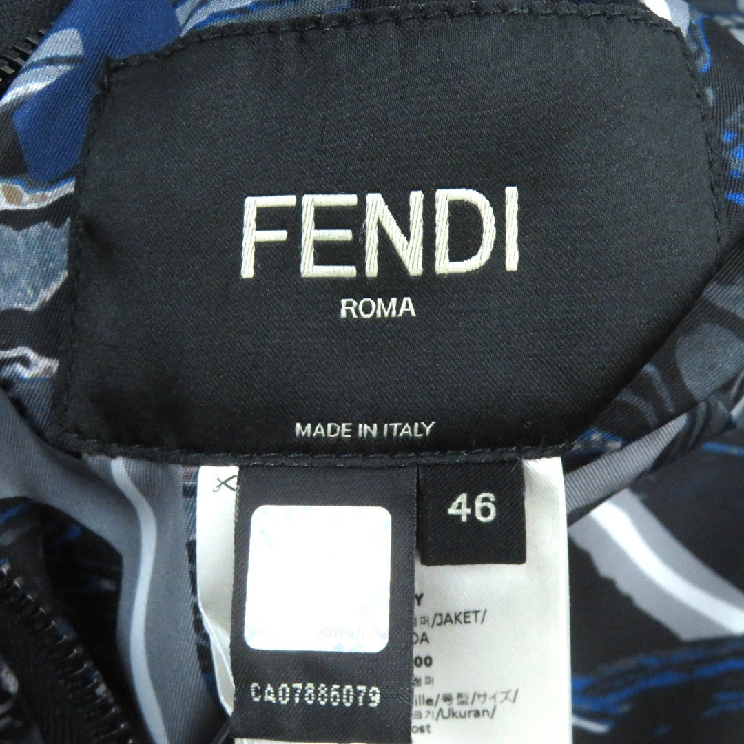 FENDI Jacket FW1088 AIXY Outer: 100% nylon, Lining: 100% wool, Filling: 100% polyester Blue Gray Black type mens 46 Used Authentic