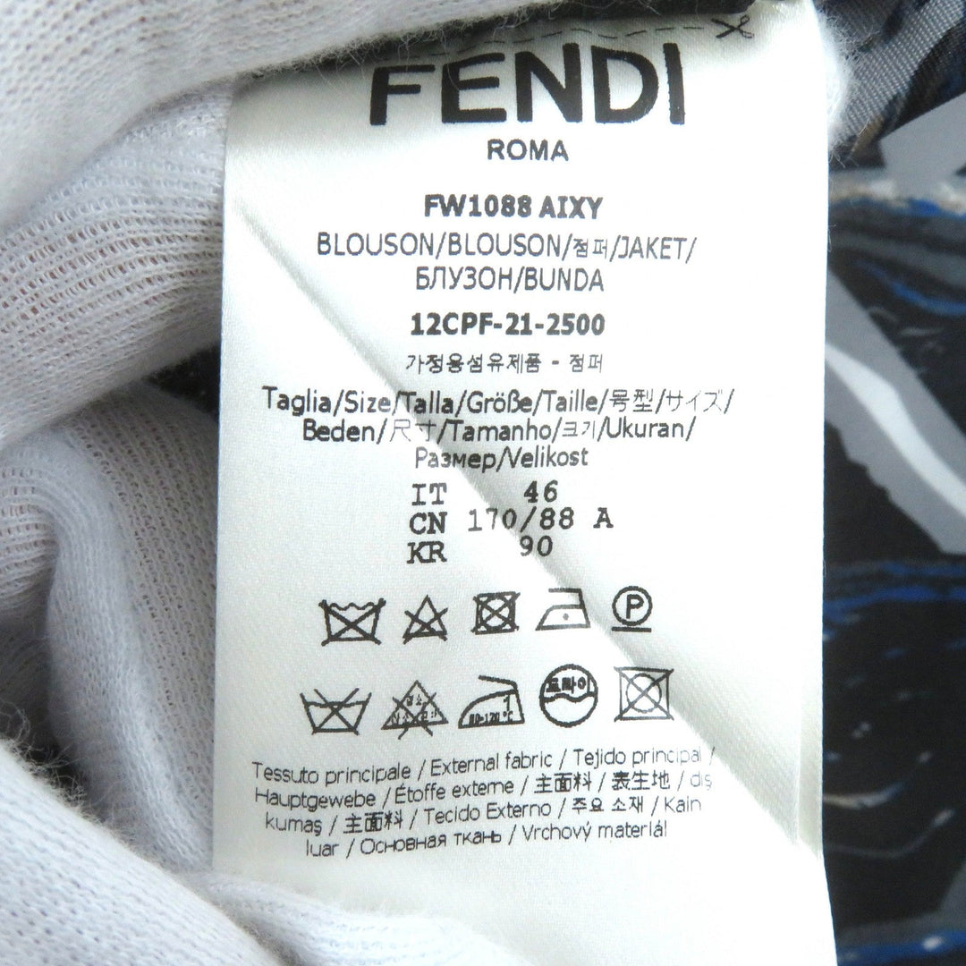 FENDI Jacket FW1088 AIXY Outer: 100% nylon, Lining: 100% wool, Filling: 100% polyester Blue Gray Black type mens 46 Used Authentic